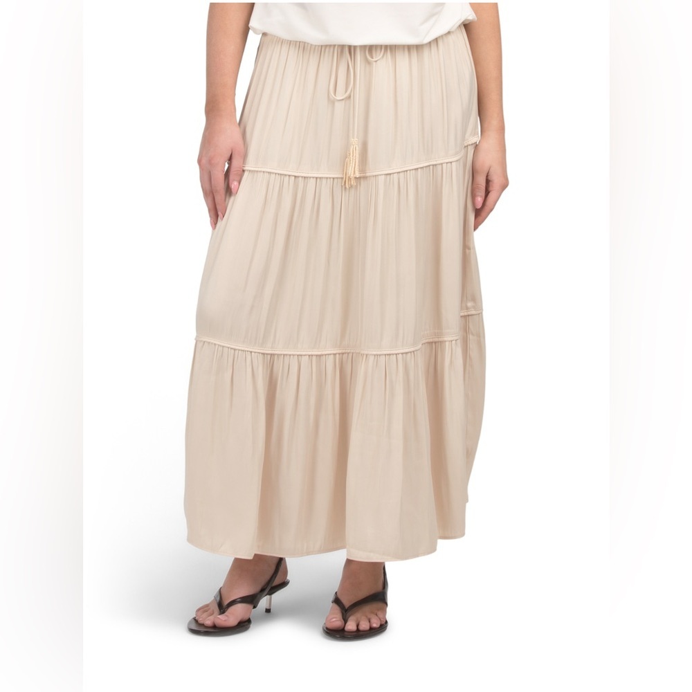 RACHEL ZOE Pull On Midi Tiered Skirt